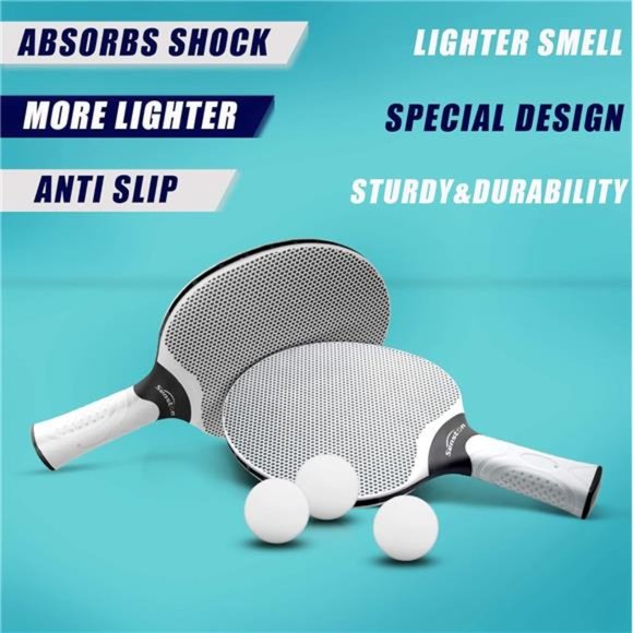 Table Tennis Rackets Set, Professional Table Tennis Racket with 3 Balls - Picture 3 of 6